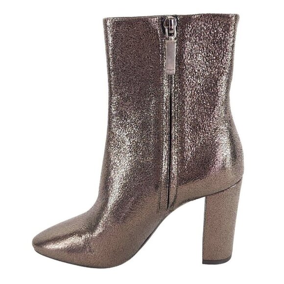 Saint Laurent Lou Ankle Boot 36 6 Metallic Leather Gun Metal New - Picture 5 of 15